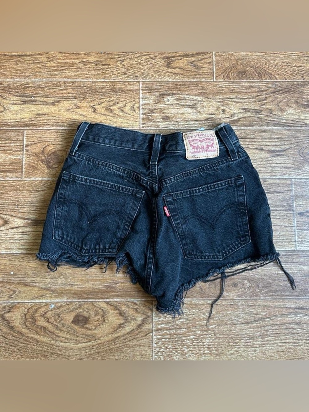 Levi's Black Frayed High-Rise Denim Shorts